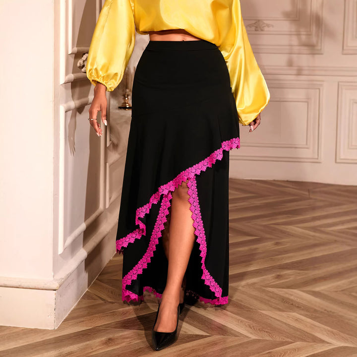 Damen eleganter Maxirock mit floralen Spitzenakzenten Echo Archiv