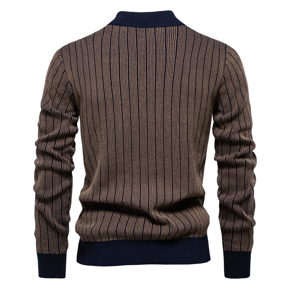 Herren Feinstrickpullover mit Rollkragen und Streifenmuster Echoarchiv
