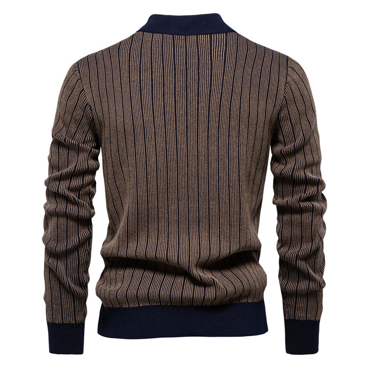 Herren Feinstrickpullover mit Rollkragen und Streifenmuster Echoarchiv
