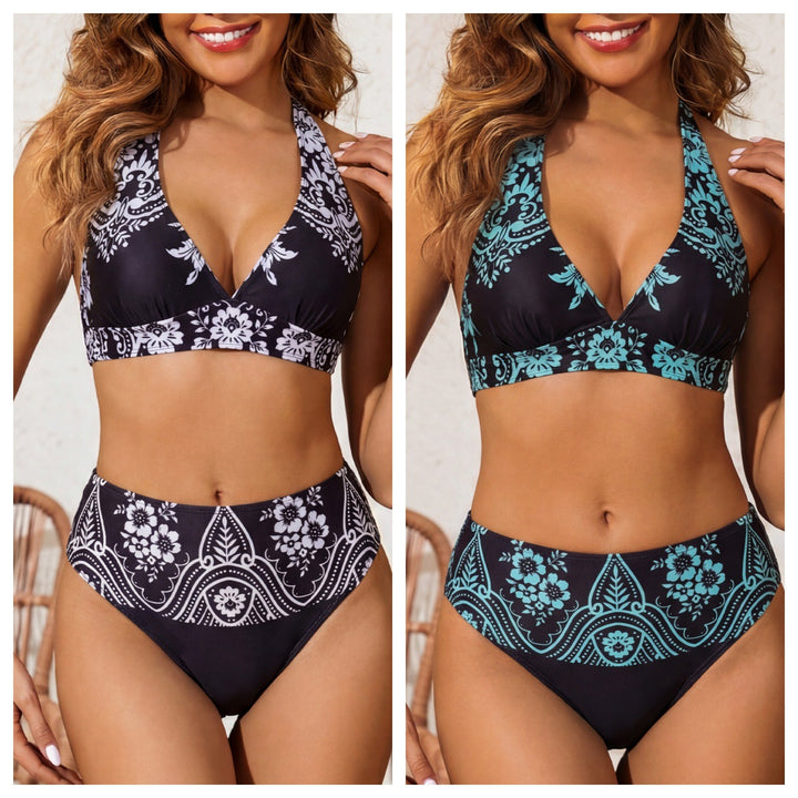 Damen Bikini-Set mit floralem Design und hohem Bund Echo Archiv