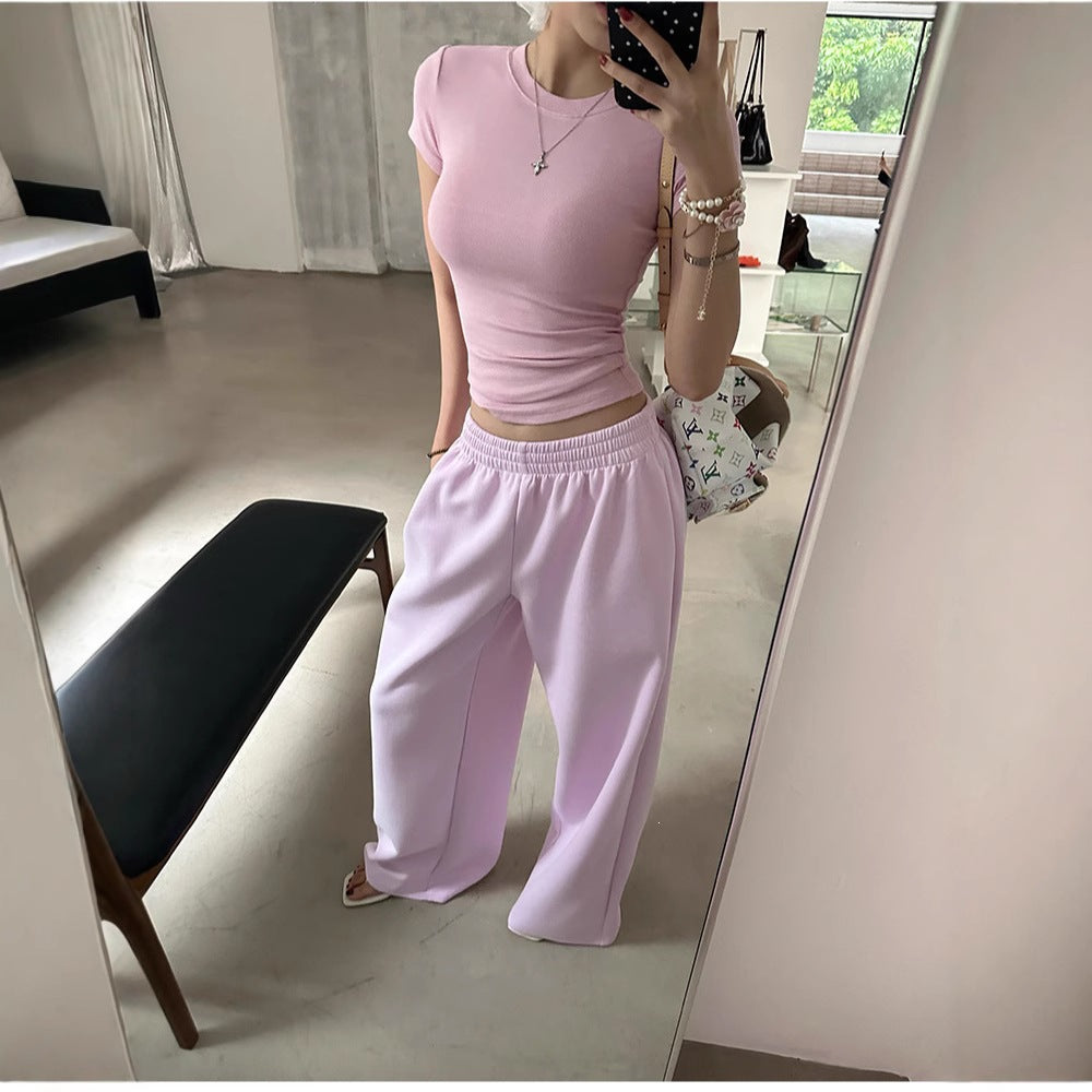 Damen weite Loungehose mit elastischem Bund, seitlichen Eingrifftaschen und fließendem Bein – Avélisse