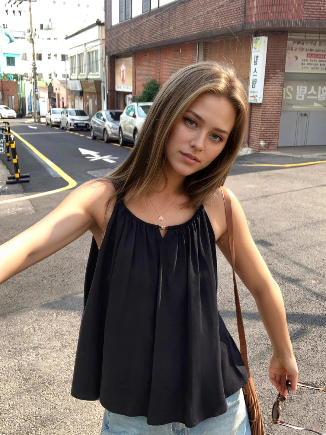 Damen Lässiges Sommeroberteil mit einem lässigen Schnitt und feinen Rüschendetails Echo Archiv