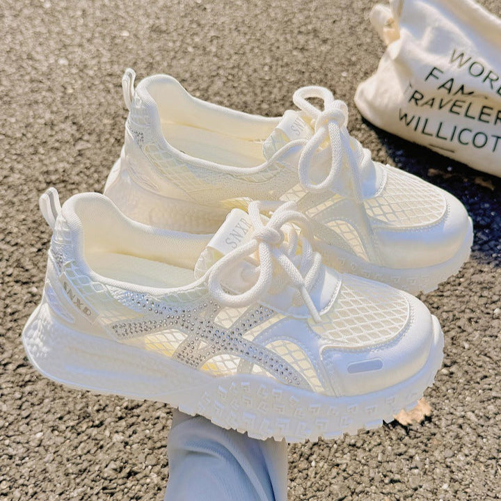 Damen Atmungsaktive Sneaker mit modischem Netzdesign und Glitzerakzenten Echo Archiv