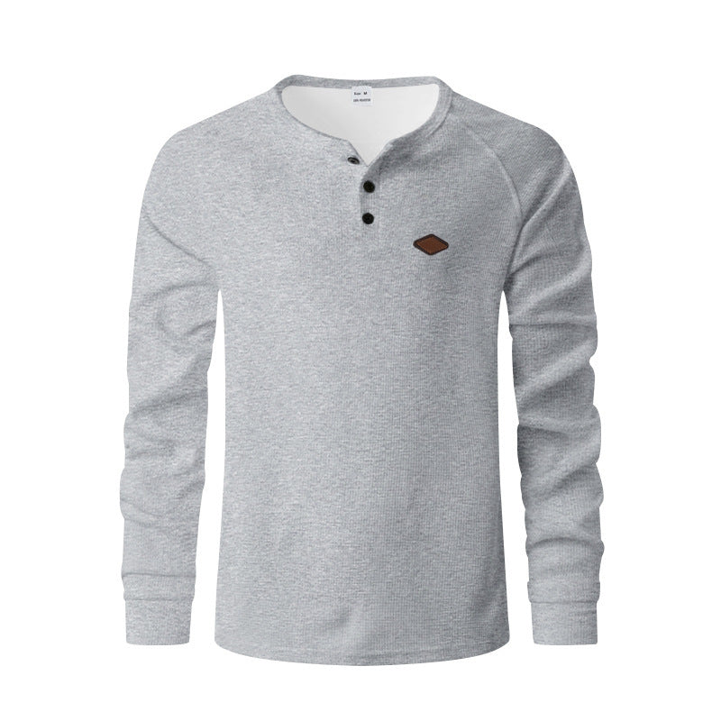 Herren Langarmshirt mit Knopfleiste und Struktur Echoarchiv