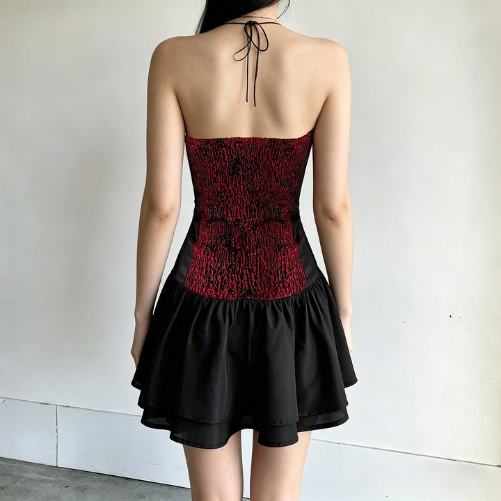 Damen Trägerkleid mit Corsagen-Design und voluminösem Rock Echo Archiv