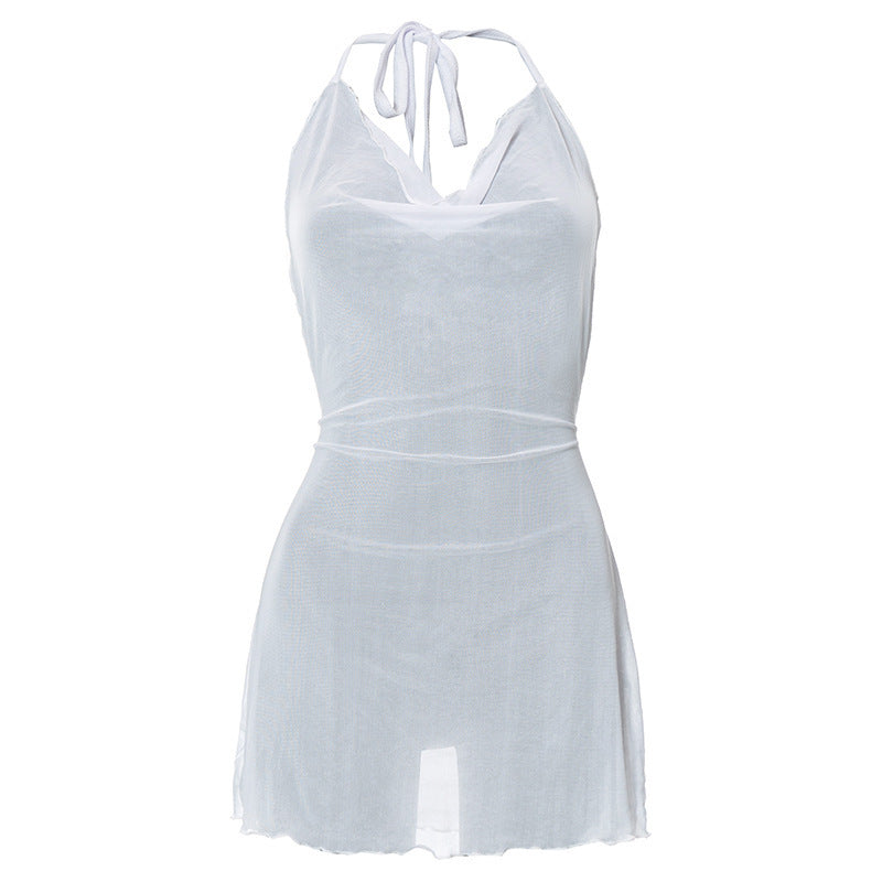 Damen luftiges Chiffonkleid mit femininem Ausschnitt und feinen Rüschen Echo Archiv