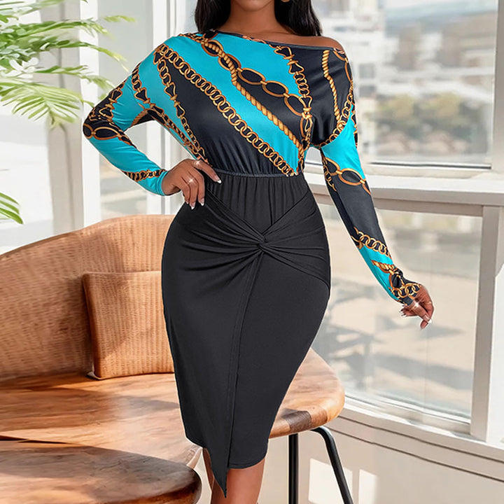 Damen Elegantes Knielanges Kleid mit Drapierungsdetails Echo Archiv