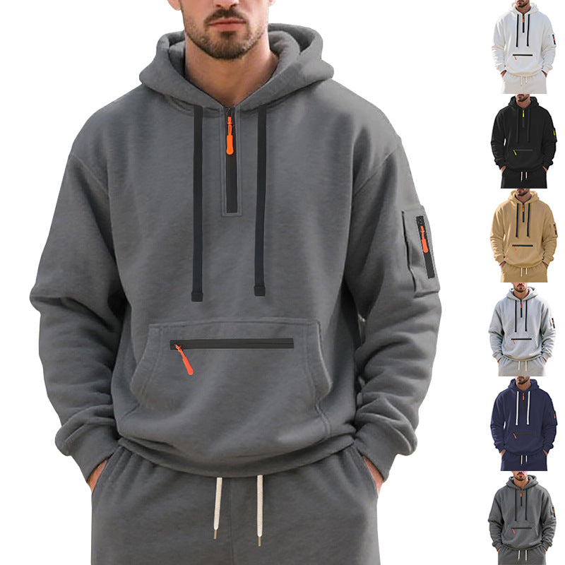 Herren Sportlicher Hoodie mit funktionalen Reißverschlusstaschen Echoarchiv