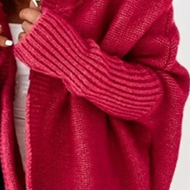 Damen Longline Kapuzen-Strickcardigan mit offener Front – Veloura