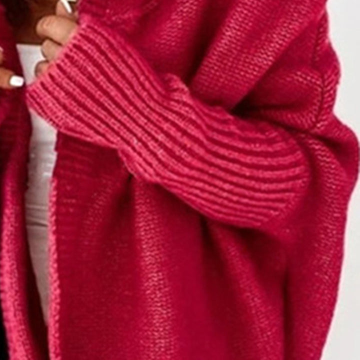 Damen Longline Kapuzen-Strickcardigan mit offener Front – Veloura