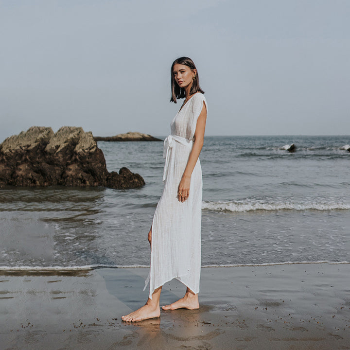 Damen luftiges Strandkleid mit Bindegürtel Echo Archiv
