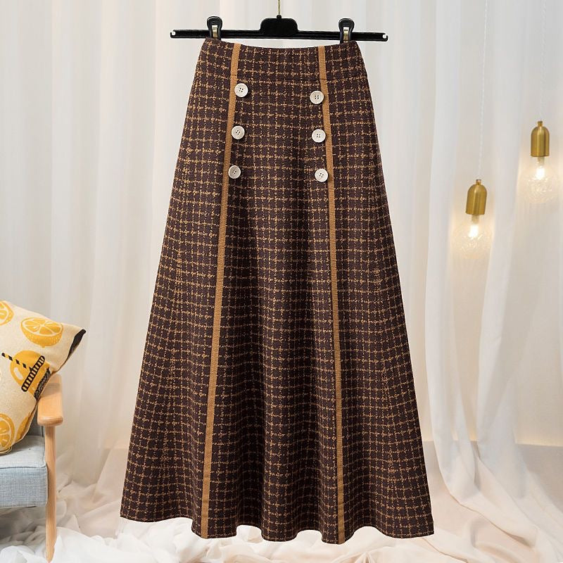 Damen Eleganter und fließender Maxirock mit Knopfdetails Echo Archiv
