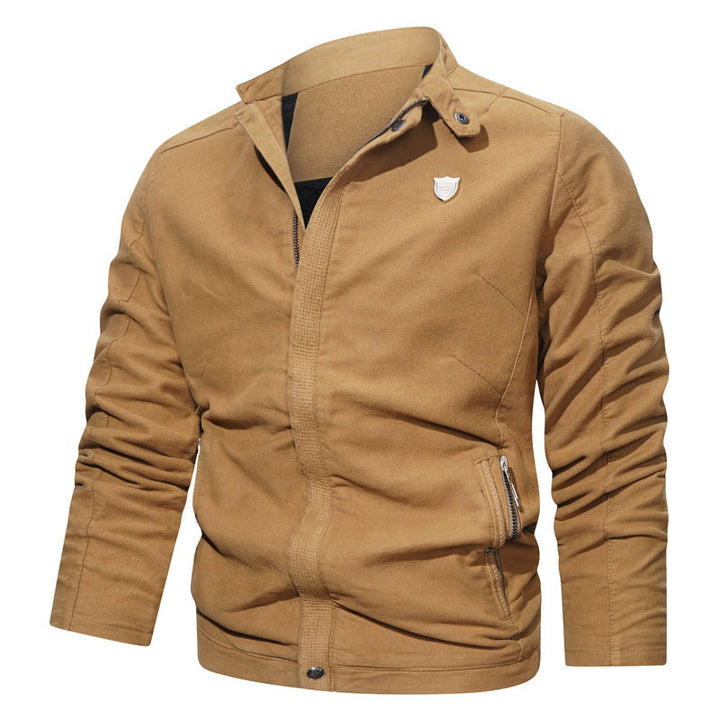 Herren Slim-Fit Canvas Blouson mit Stehkragen, verdecktem Reißverschluss und Reißverschlusstaschen Echo Archiv