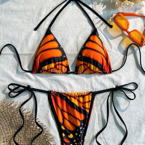 Damen Triangel-Bikini mit lebhaftem Schmetterlingsdesign Echo Archiv