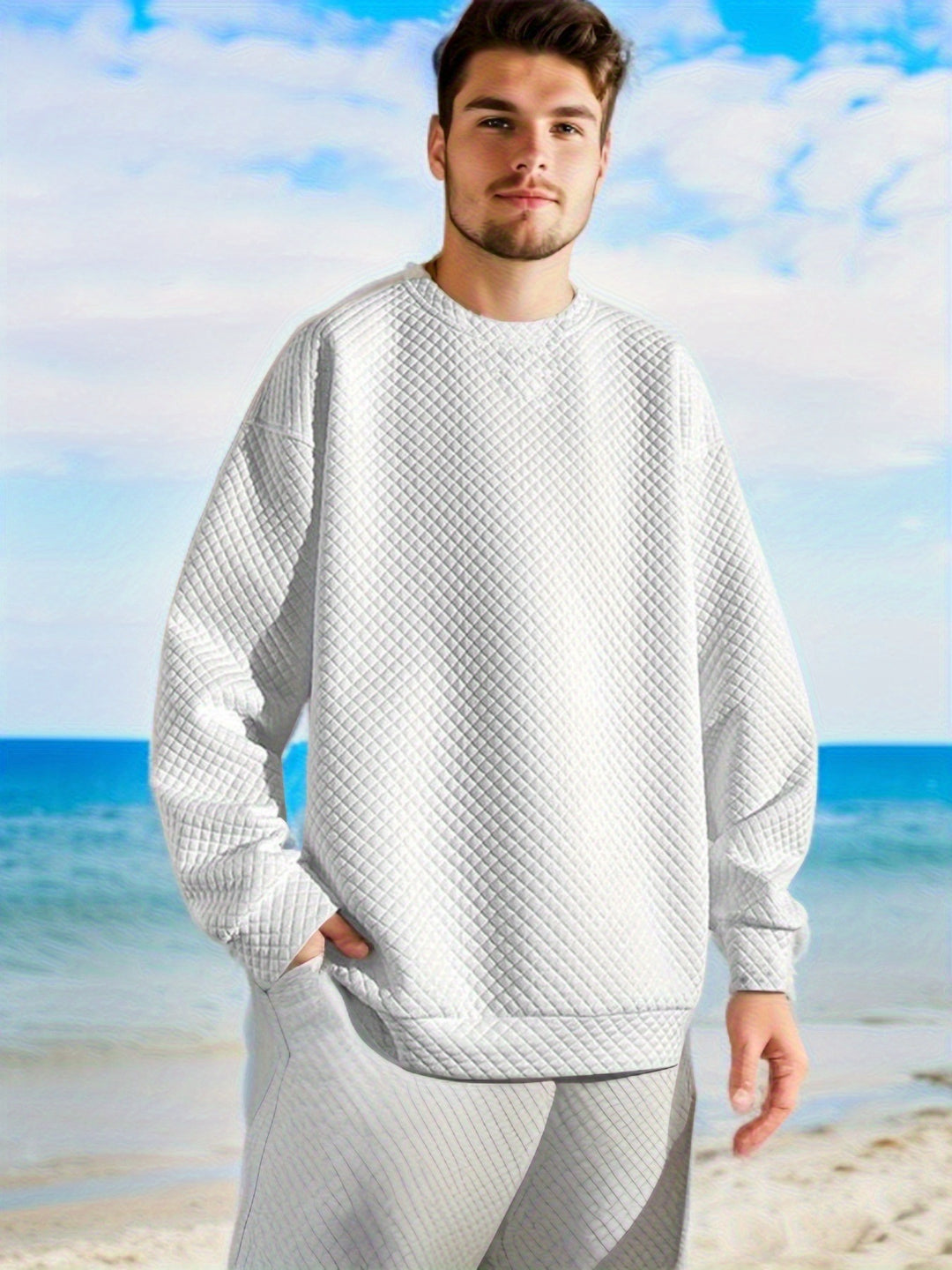 Herren Oversize-Sweatshirt mit strukturierter Oberfläche und bequemen Schnitt Echoarchiv