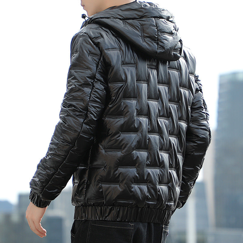 Herren Leichte gesteppte Kapuzen‑Steppjacke mit glänzender Oberfläche und elastischen Bündchen Echo Archiv
