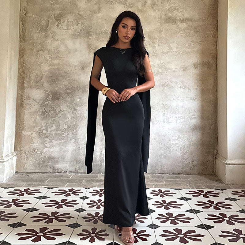 Damen elegantes Maxikleid mit raffinierten Ärmeldetails und fließender Silhouette Echo Archiv