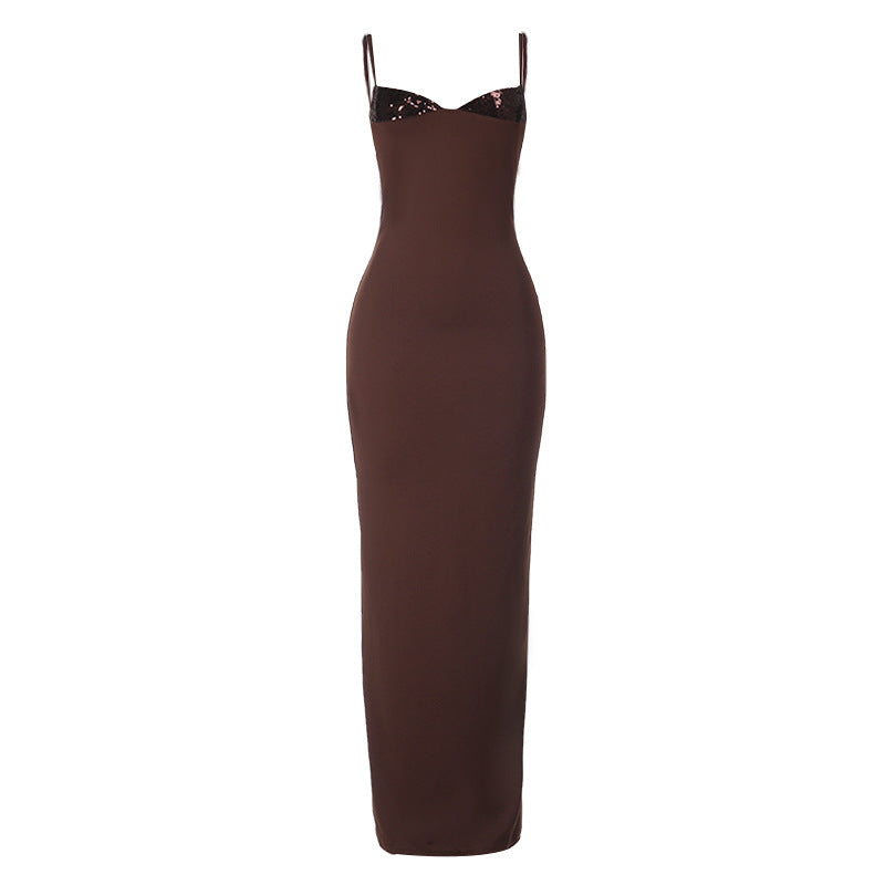 Damen elegantes Bodenkleid mit schimmernden Akzenten Echo Archiv