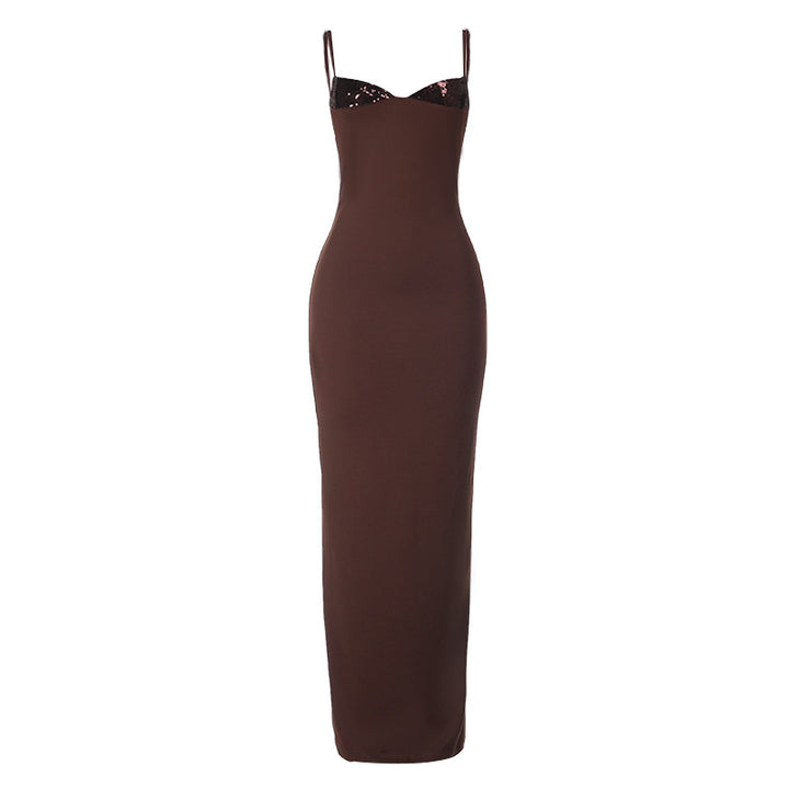 Damen elegantes Bodenkleid mit schimmernden Akzenten Echo Archiv