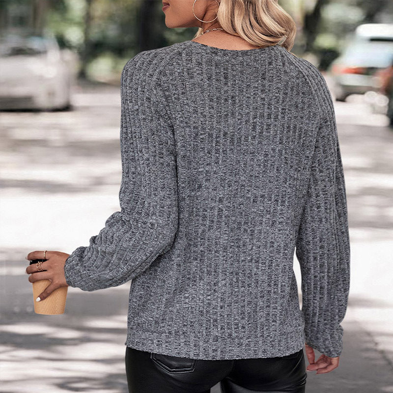 Damen Strukturierter Grobstrickpullover mit Rundhalsausschnitt und legerer Passform Echoarchiv