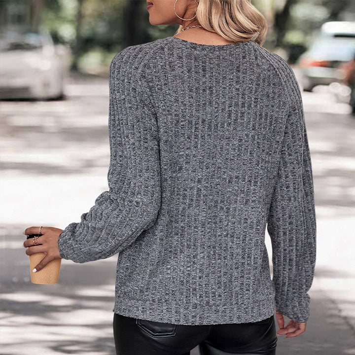 Damen Strukturierter Grobstrickpullover mit Rundhalsausschnitt und legerer Passform Echoarchiv