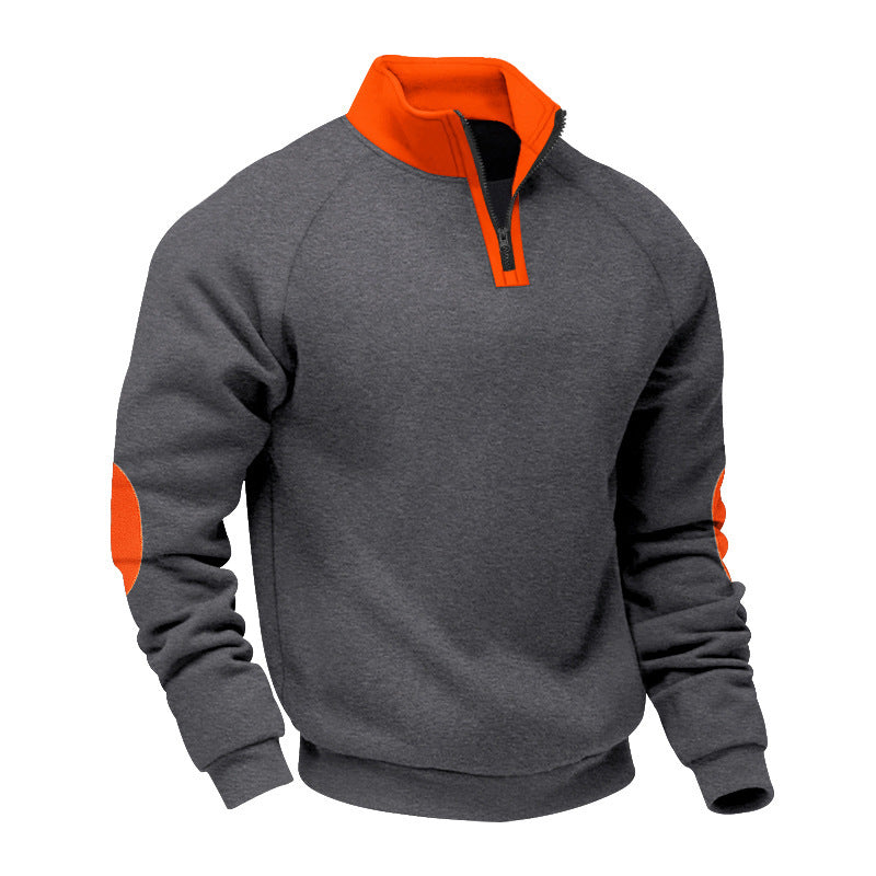Herren Kapuzenpullover mit halbem Reißverschluss und stylischen Kontrasten Echoarchiv