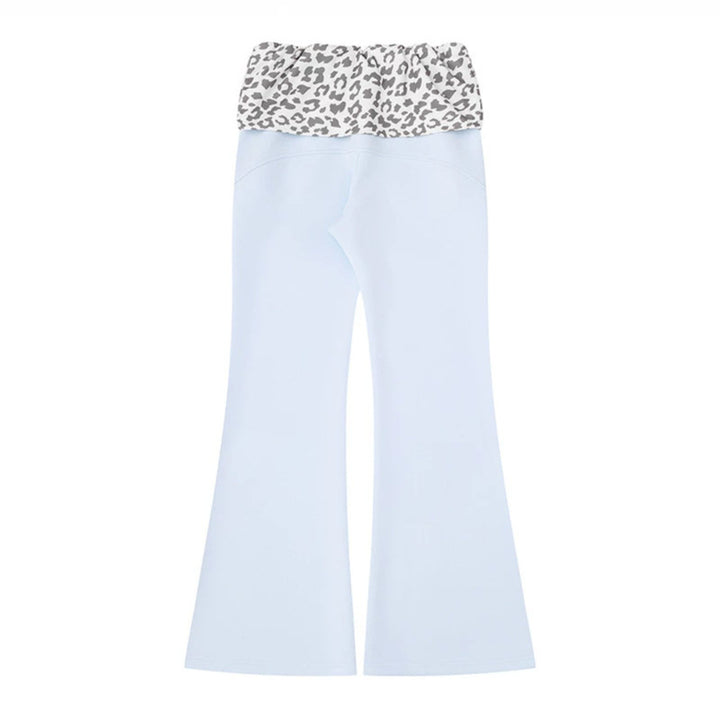 Damen Weite Jersey-Loungehose mit ausgestelltem Schlag und umgeschlagenem Leo-Bund Echoarchiv