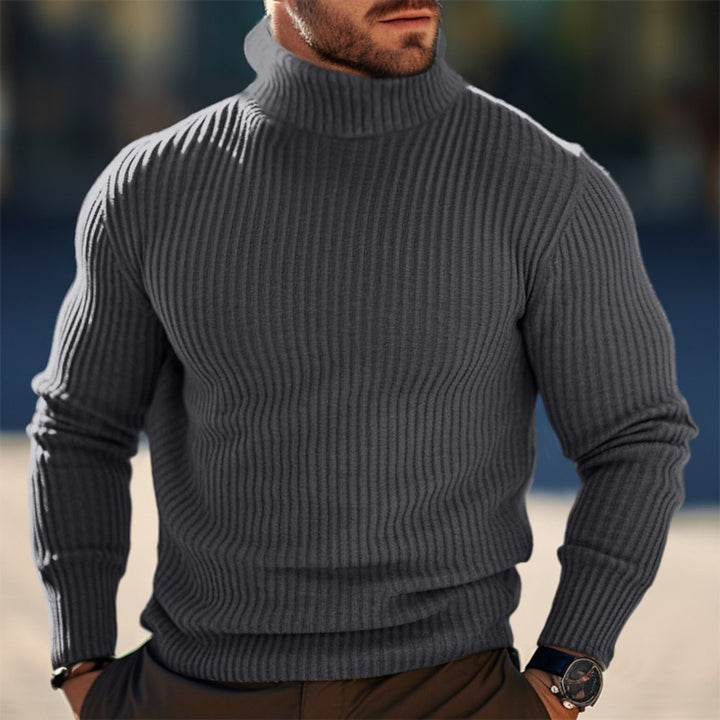 Herren Stehkragen Pullover aus strukturiertem Strick Echoarchiv
