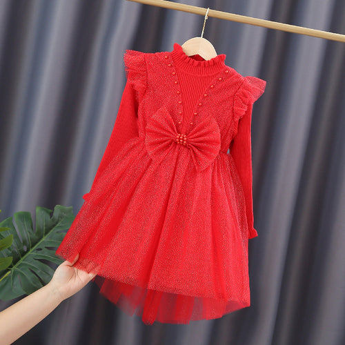Mädchen Festliches Tüllkleid mit Pailletten und Schleifendetail Echo Archiv