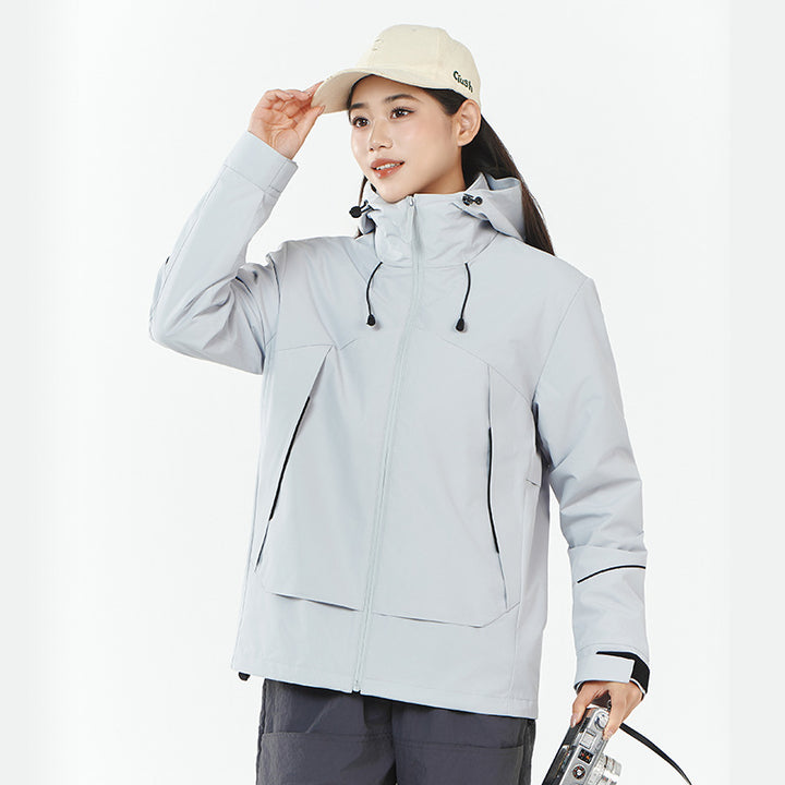 Damen Leichte wind- und wasserabweisende Softshell-Trekkingjacke mit verstellbarer Kapuze Echoarchiv