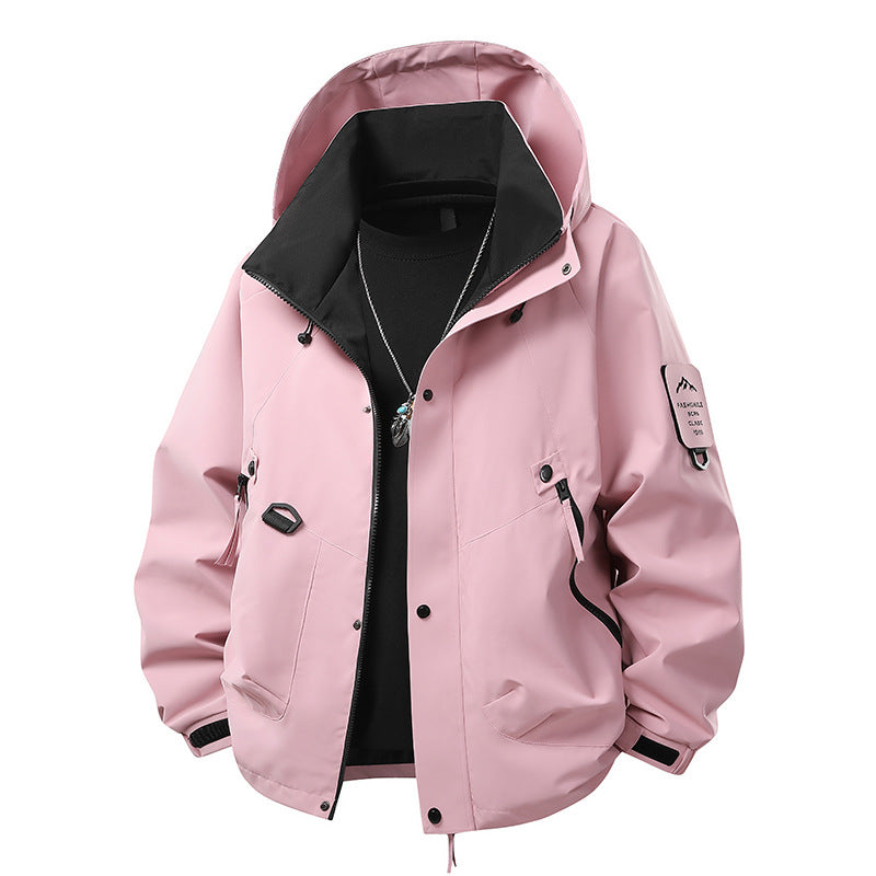 Herren Wasserabweisende Kapuzen‑Utility‑Jacke mit Multitaschen, Kordelzug und Reißverschluss Echoarchiv