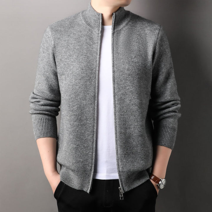 Herren Strickjacke mit modernem Kragen und hochwertiger Textur Echoarchiv