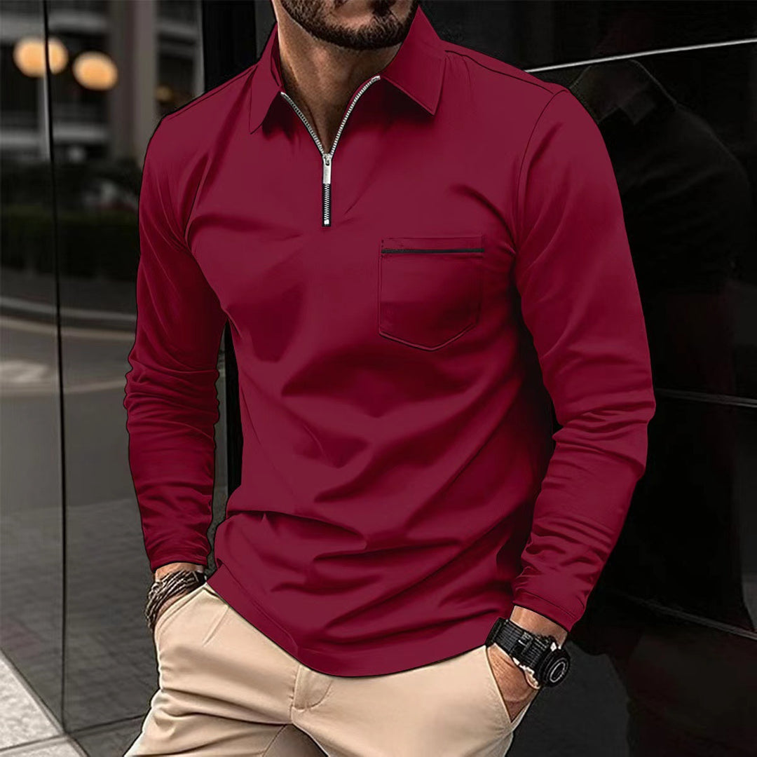 Herren Langarmshirt mit Reißverschluss und Brusttasche Echoarchiv