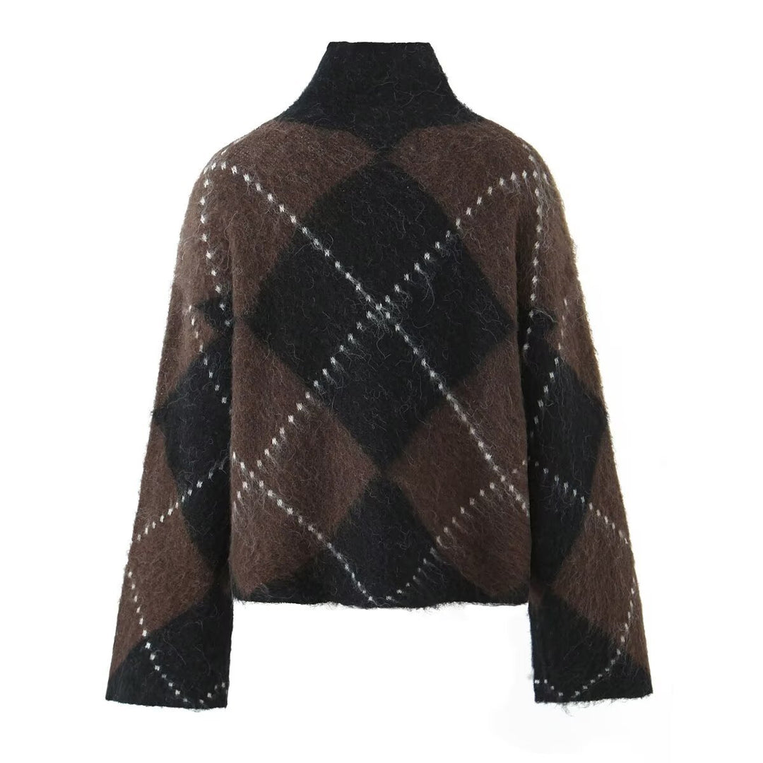 Damen Grobgestrickter Rollkragenpullover mit Argyle‑Muster Echo Archiv