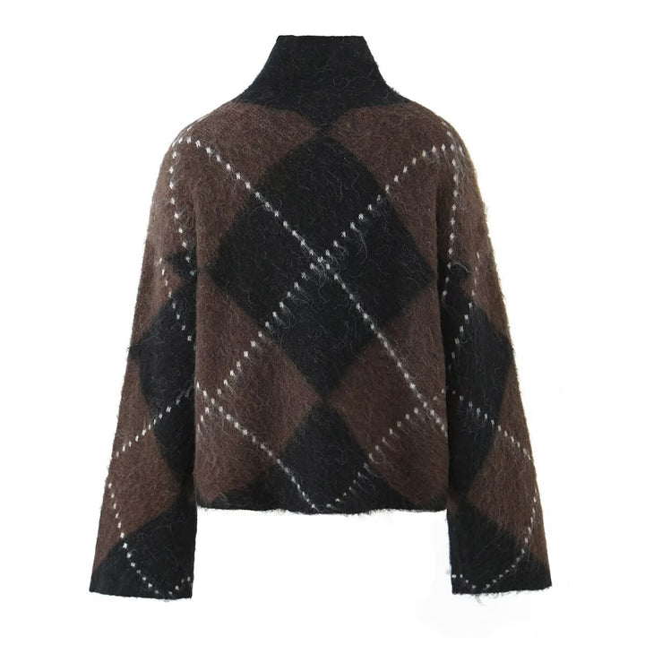 Damen Grobgestrickter Rollkragenpullover mit Argyle‑Muster Echo Archiv