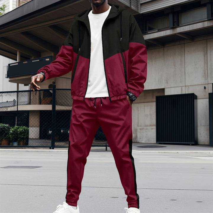 Herren sportliches Outdoor-Set mit atmungsaktiven Materialien und stylischem Farbblockdesign Echoarchiv