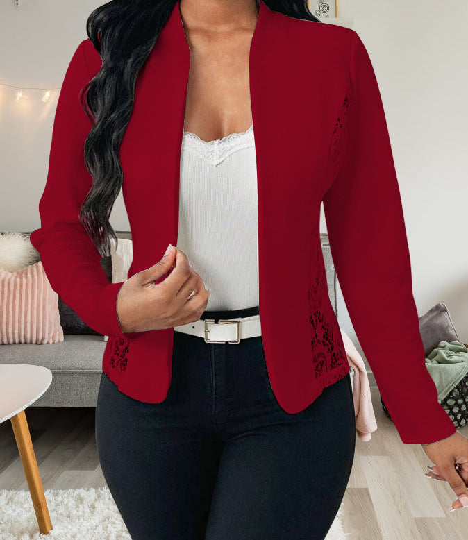 Damen elegante Blazerjacke mit Spitzenakzenten Echoarchiv
