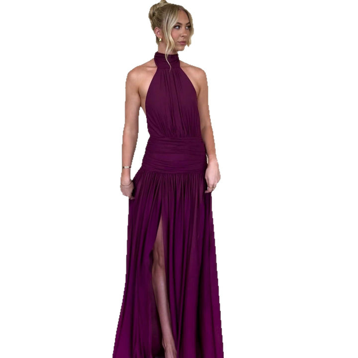 Damen Elegantes Maxikleid mit hochgeschlossenem Design und verführerischem Schlitz Echo Archiv