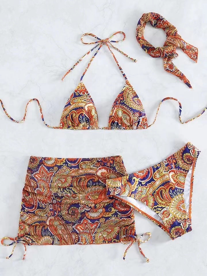 Damen Bikini-Set mit trendigem Paisleymuster und anpassbarem Rock Echo Archiv