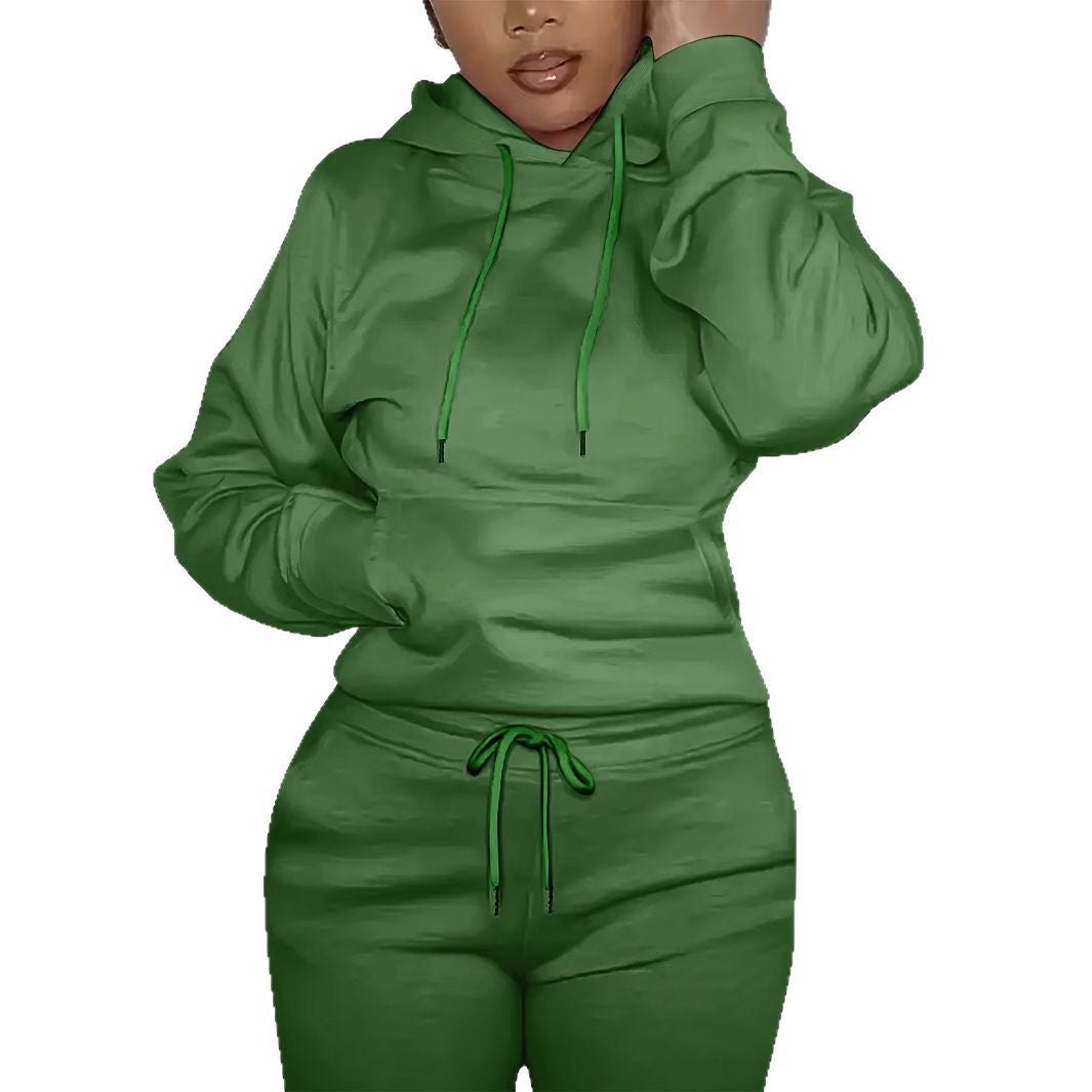Damen nan figurbetontes Hoodie-und Taillenrock-Set mit Kängurutasche und Tunnelzug Echo Archiv