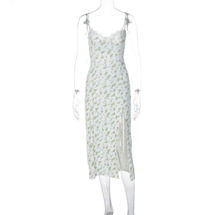 Damen Blumengebürtetes Midi-Kleid mit elegantem Schlitz Echo Archiv