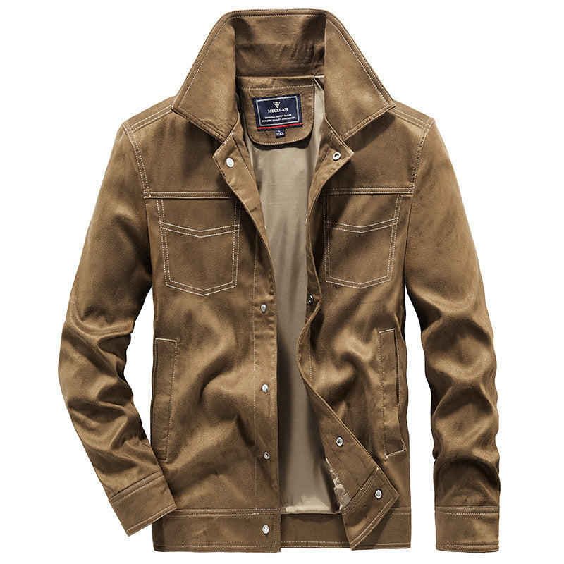 Herren Veloursimitation-Truckerjacke mit Kontrastnähten und Overshirt-Schnitt Echo Archiv