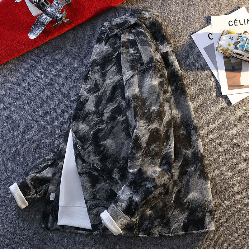 Herren lässige Denim-Hemdjacke im modernen Camouflage-Design Echoarchiv