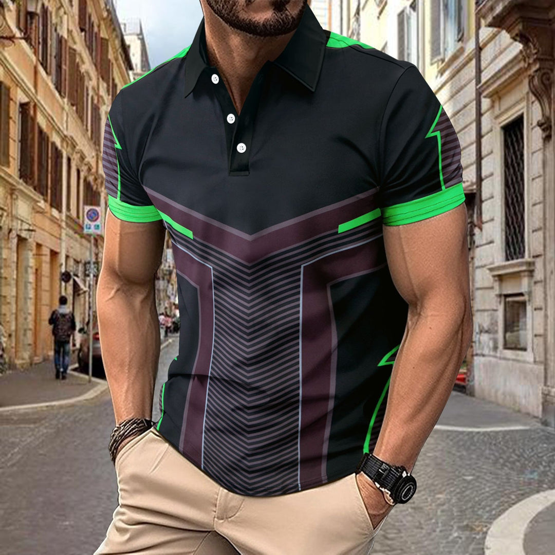Herren Sportliches Polohemd mit modernem Grafikdesign Echoarchiv