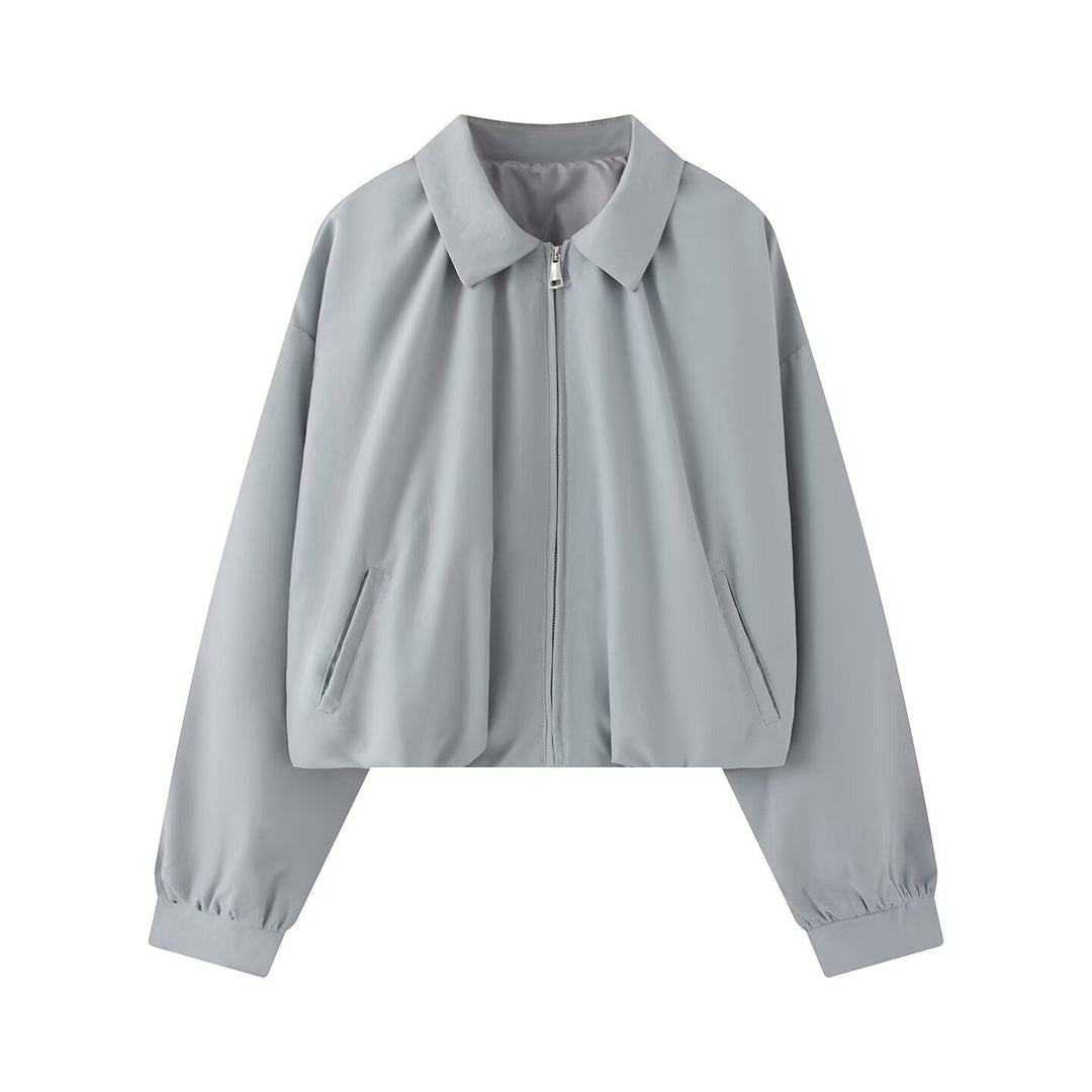 Damen Kurzjacke im Cropped-Bomberstil mit Kentkragen, Softshell-Optik und elastischen Bündchen Echo Archiv