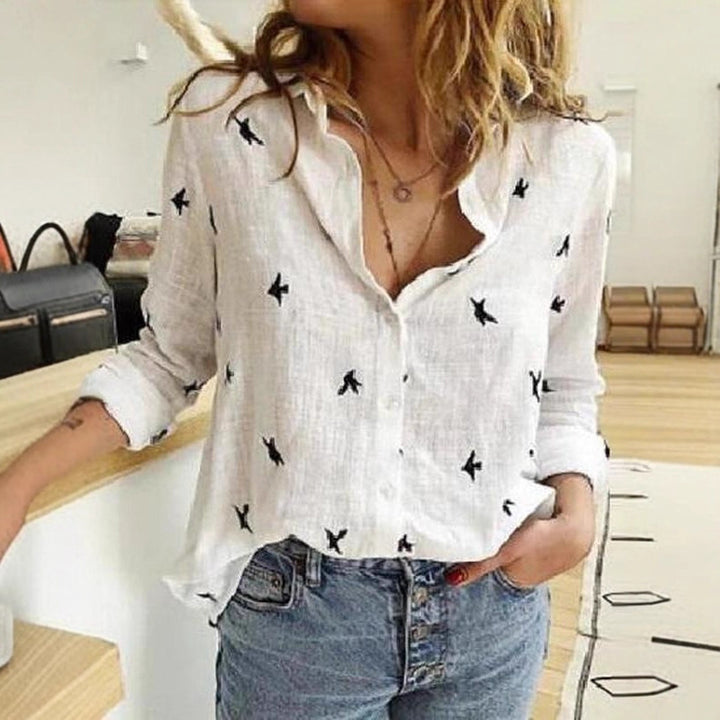 Damen Lässige Leinenbluse mit Knopfdetails Echo Archiv