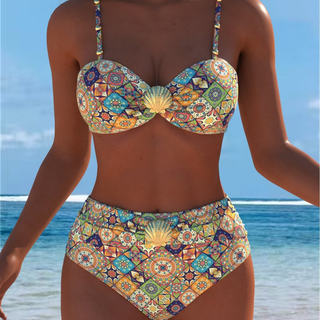 Damen Bikini-Set mit elegantem Balconette-Oberteil und hoch geschnittenen Badeshorts Echo Archiv