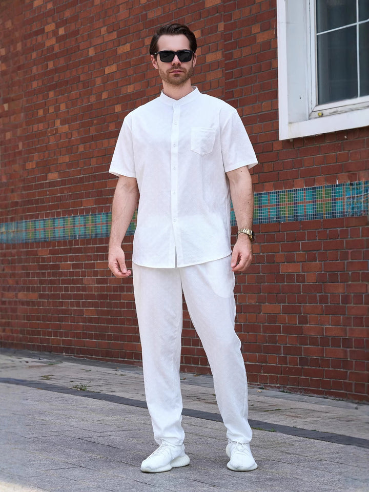 Herren lässiges Kurzarm-Hemd und Hose Set Echoarchiv