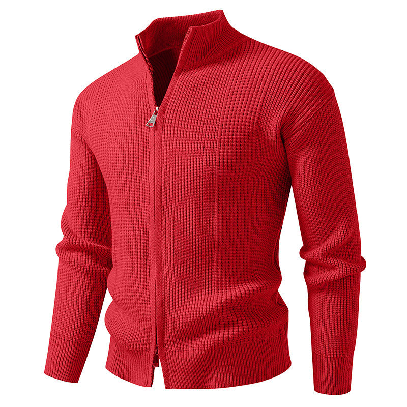 Herren Strickjacke mit hohem Kragen und innovativem Zipper Echoarchiv