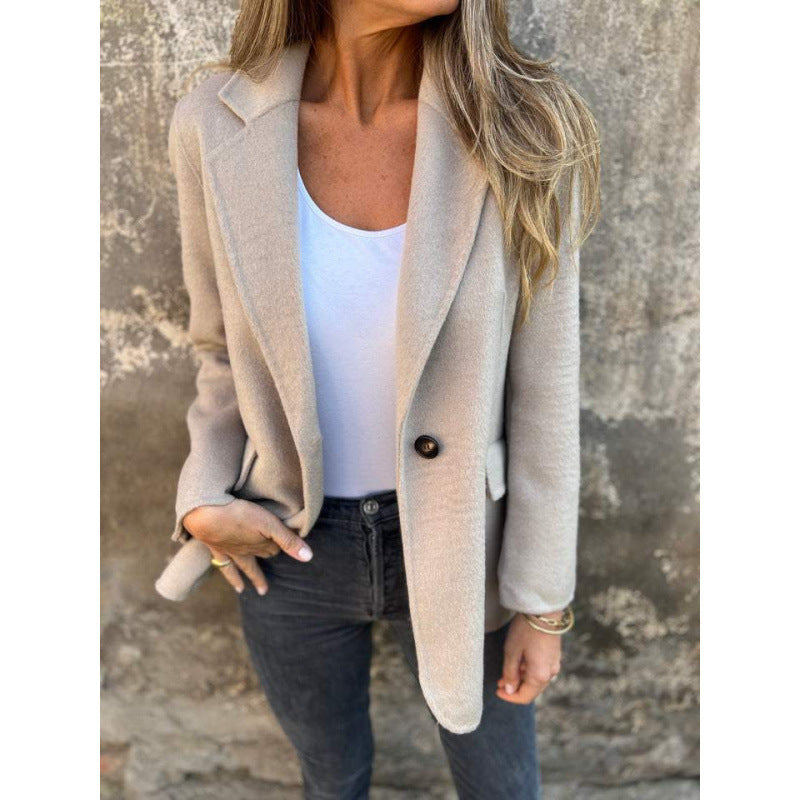 Damen Kastenförmiger Kurzmantel im Blazer-Look aus Wollmix mit fallendem Revers Echo Archiv